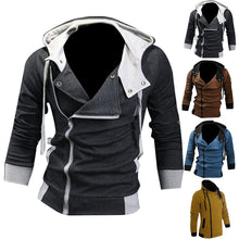Load image into Gallery viewer, Men Side Zipper  Drawstring Long Sleeve Sweatshirt Hooded